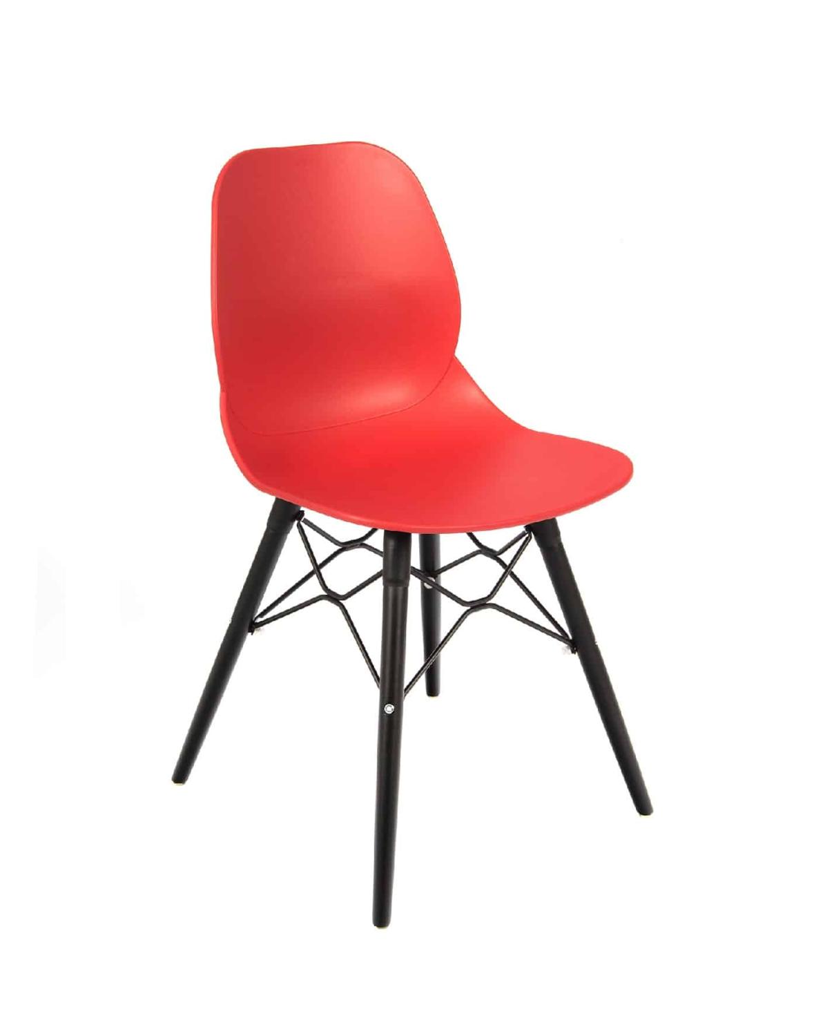 Shoreditch Side Chair - K Frame (Black) Red/Nat Black