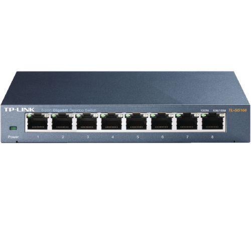 TP-Link TL-SG108 Gigabit Switch 8-Port 10/100/1000Mbps Ethernet LAN, Plug & Play, Silent Metal Design