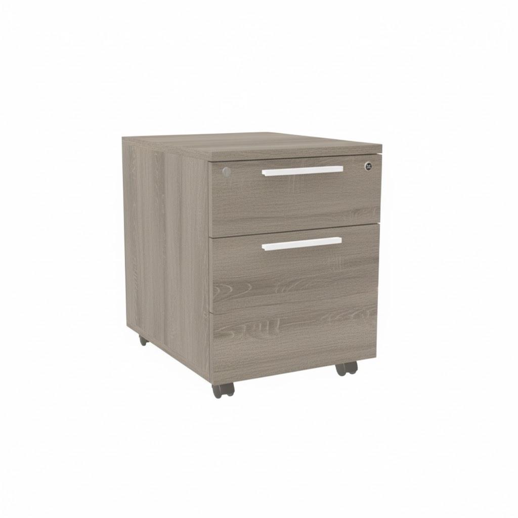 Hawk 2 Drawer Mobile Pedestal, Classic Ash, Silver Handles