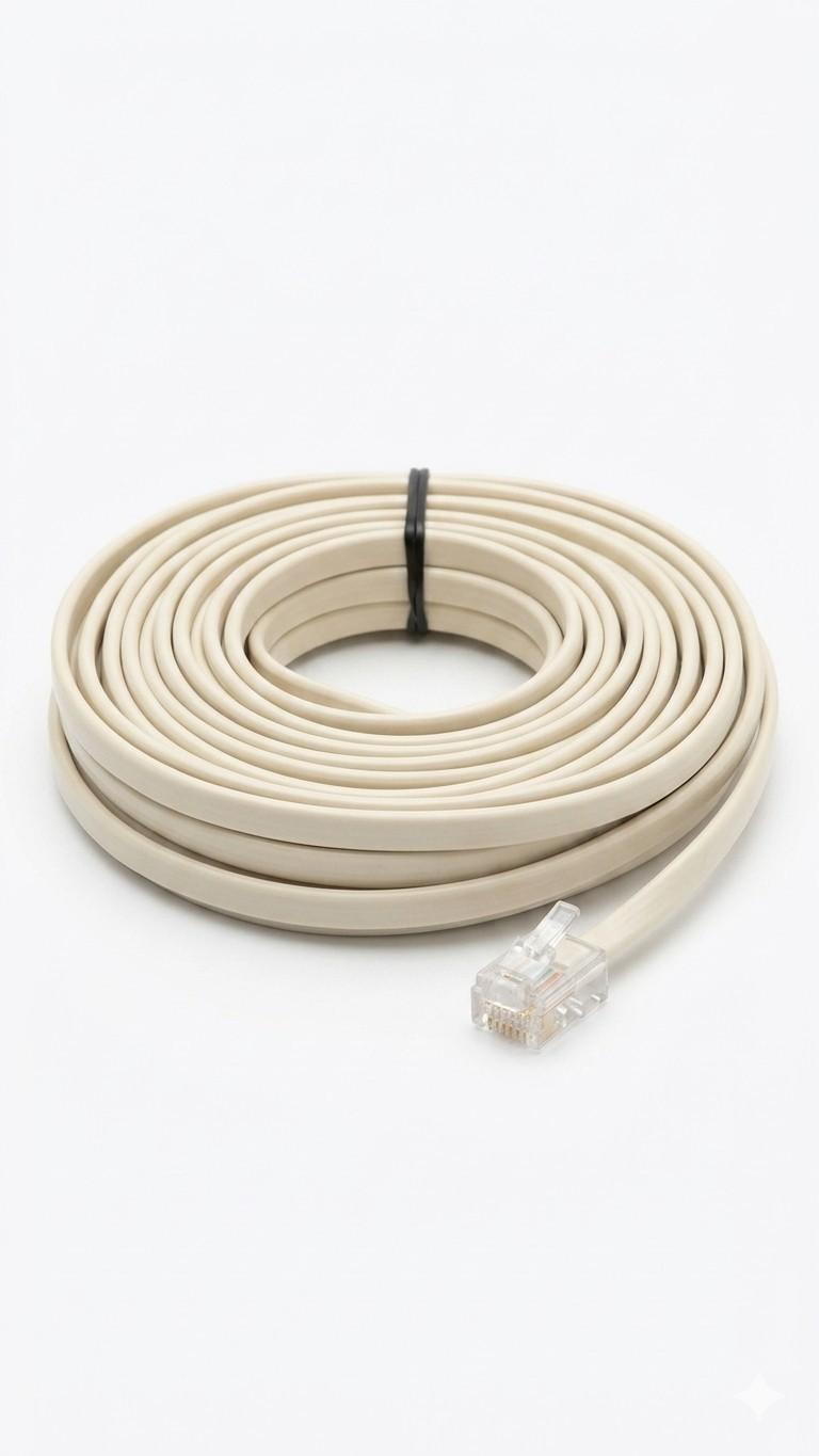 Universal RJ11 Telephone Extension Cable – 6P4C Modular Plug (Cream)