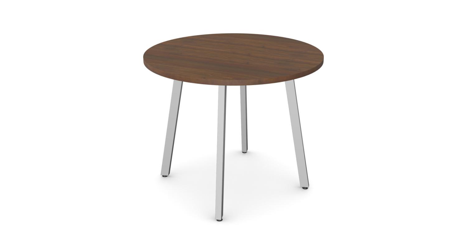 Wuteh Round Meeting Table 900mm Antique Walnut Silver Leg