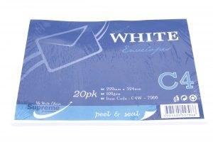 C4 White Envelope 100Gsm 25Pk