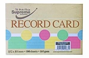 Record Cards 6 X 4 Coloured