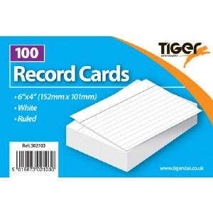 Record Cards 6  x 4  Tiger