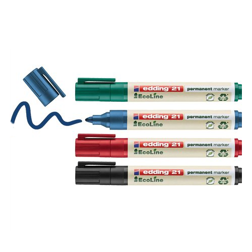 Permanent Marker, Bullet Tip, Assorted Colours (Pack of 4)