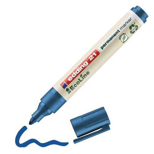 Permanent Marker, Bullet Tip, Blue (Pack of 10)