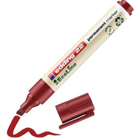 Permanent Marker, Chisel Tip, Red (Pack of 10)