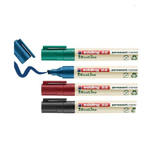 Permanent Marker, Chisel Tip, Assorted Colours (Pack of 4)