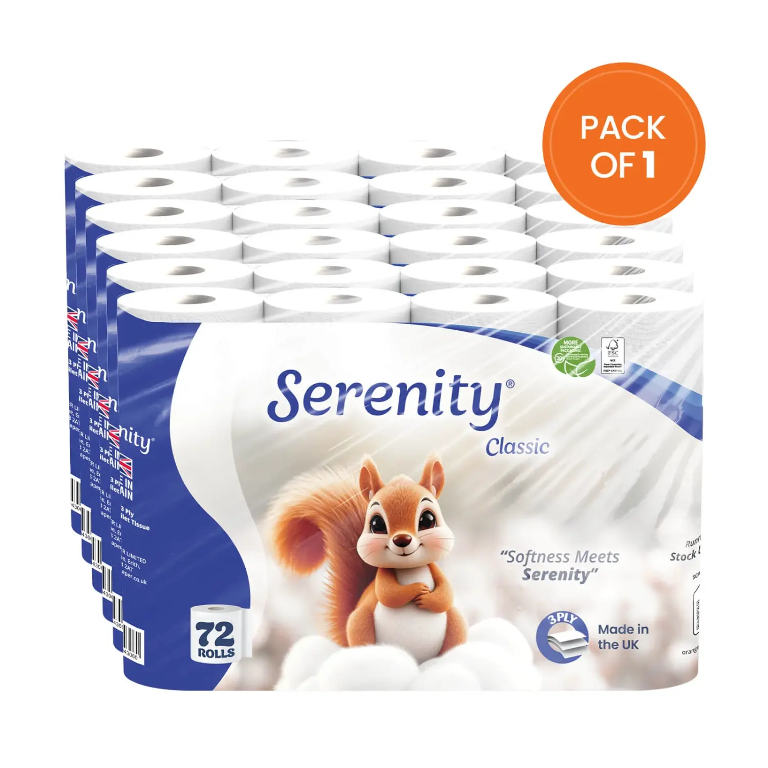 Serenity Soft 3-Ply Quilted Toilet Paper 72 Rolls