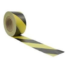 75MM BARRIER TAPE BLACK / YELLOW X 500M