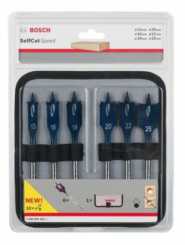BOSCH 6PC FLAT SELF CUT SPEED BIT SET - 13 16 19 20 22 25MM