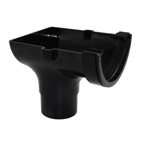 BLACK HALF ROUND GUTTER STOPEND OUTLET
