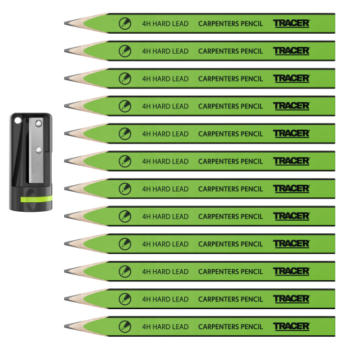 TRACER 4H CAPENTERS PENCILS (HARD LEAD) 10PC W/ SHARPENER