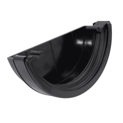 BLACK HALF ROUND GUTTER EXTERNAL STOPEND