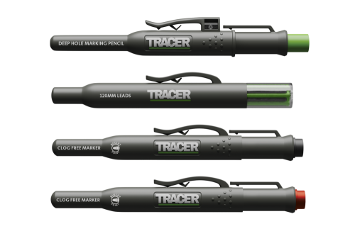 TRACER ASSORTMENT KIT W/ DEEP HOLE CONSTRUCTION PENCIL  REPLACEMENT LEAD SET AND 2 CLOG-FREE CONSTRUCTION MARKERS (BLACK RED)