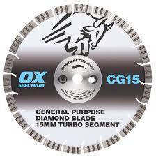 OX OX CONTRACTOR DIAMOND BLADE 15MM TURBO SEGMENT - GENERAL PURPOSE - 300/20MM