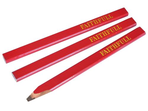 FAITHFULL CARPENTERS PENCILS (3) RED