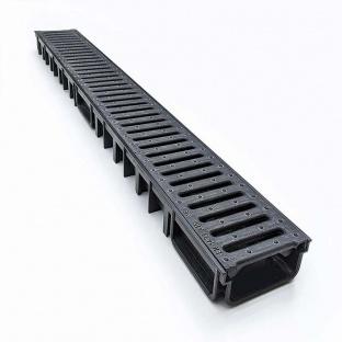 1 MTR DRAIN CHANNEL PLASTIC BLACK SHALLOW