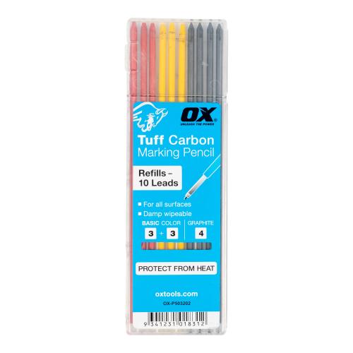 OX TUFF CARBON REFILLS BASIC COLOUR & GRAPHITE LEAD - 10 PACK