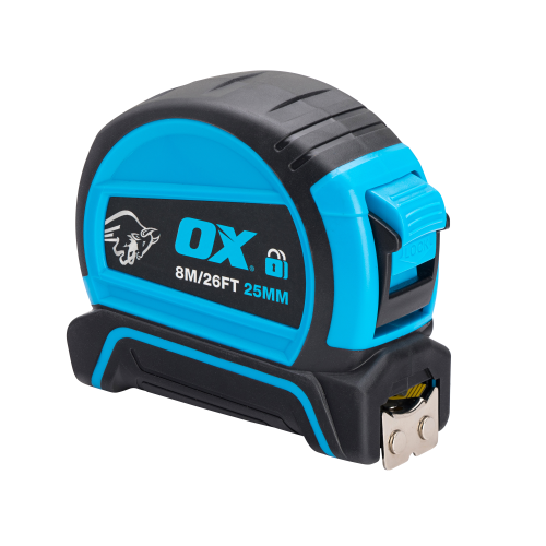 OX PRO DUAL AUTO LOCK TAPE MEASURE - 8M / 26FT