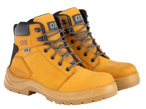 OX ATTITUDE HONEY NUBUCK LEATHER SAFETY BOOTS - SIZE 10