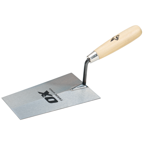 OX TRADE BUCKET TROWEL - WOODEN HANDLE - 180MM / 7IN