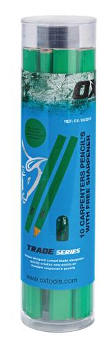 OX TRADE HARD GREEN CARPENTERS PENCILS - 10 PACK