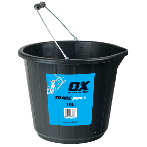 OX TRADE BLACK BUCKET - 15L / 3.3 GALLONS