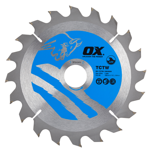OX WOOD CUTTING TOOLS CIRCULAR SAW BLADE 190/30MM  20 TEETH ATB