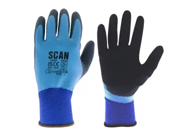 SCAN DOUBLE LATEX WATERPROOF GLOVES SIZE 9