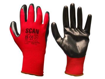 SCAN RED NITRILE PALM DIPPED GLOVE SZ9