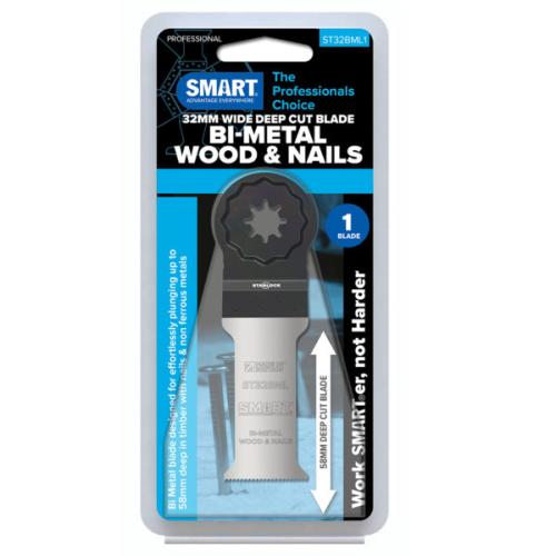 SMART STARLOCK 32MM LONG-REACH BI-METAL WOOD & NAILS BLADE - 1PK