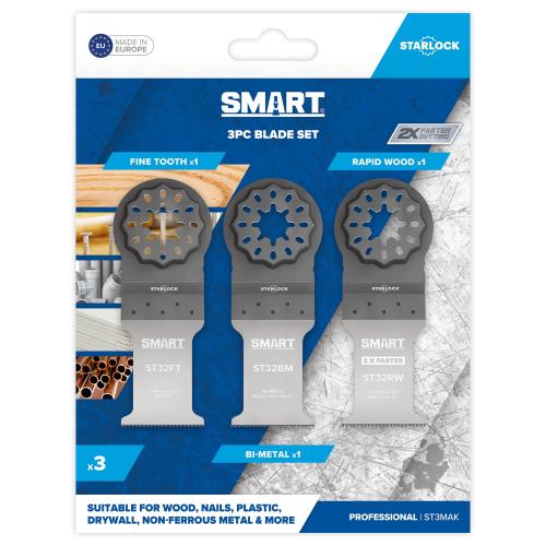 SMART STARLOCK 3PC BLADE PACK - (32MM RAPID WOOD  32MM FINE TOOTH  32MM BI-METAL)