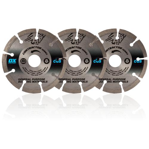 OX CONTRACTOR CGS DIAMOND BLADE TRIPLE PACK 115/22.23MM