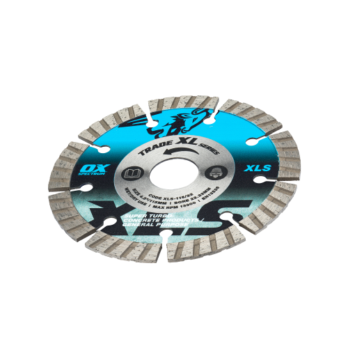 OX TRADE XL SUPER - TURBO SEGMENTED DIAMOND BLADE - CONCRETE & GP - 115/22.23MM