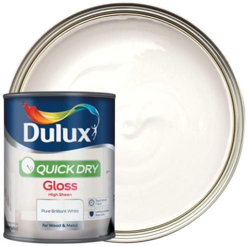 DULUX PURE BRILLIANT WHITE QUICK DRY GLOSS 750L