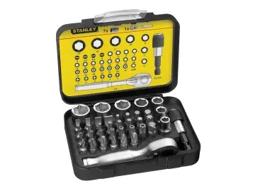 STANLEY 4IN DRIVE RATCHET, BIT & SOCKET SET - 39 PIECE