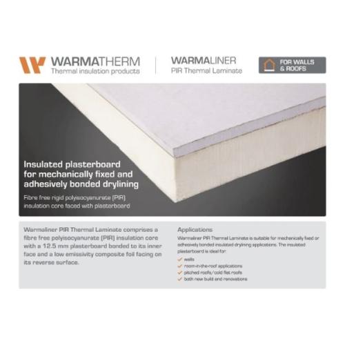 PIR Plasterboard 62.5mm (8X4) 2400MMX1200mm (50mm INSULATION+12.5mm Plasterboard)