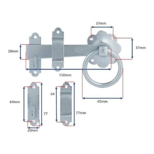 GM Ring Gate Latch - Zinc Plated - 6" Gatemate - Zinc Plated - 6" / 150mm