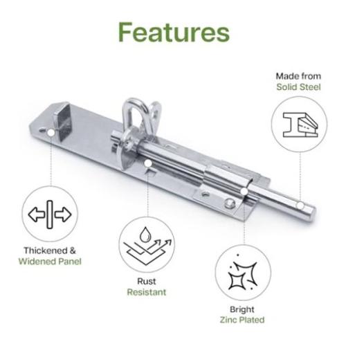 GM Brenton Padbolt - Zinc Plated - 6" Gatemate - 1/2" Shoot - 6 X 0.5" / 150 X 12mm - Zinc Plated