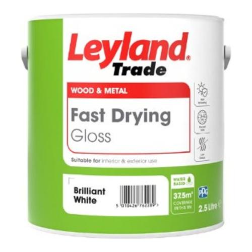 Leyland Trade Fast Drying Gloss Paint Brilliant White 750ml