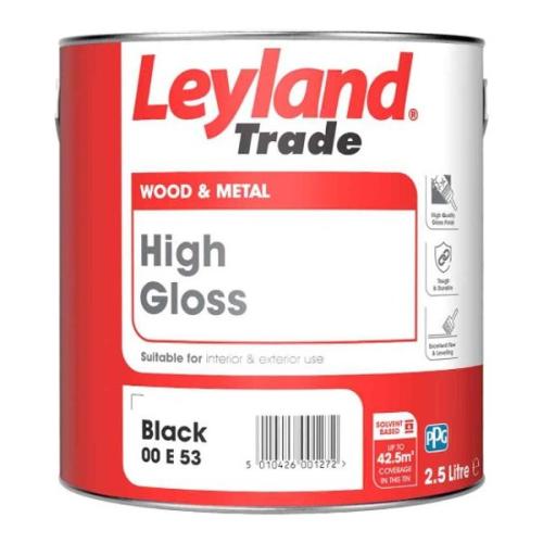 Leyland Trade High Gloss Paint Black 5L