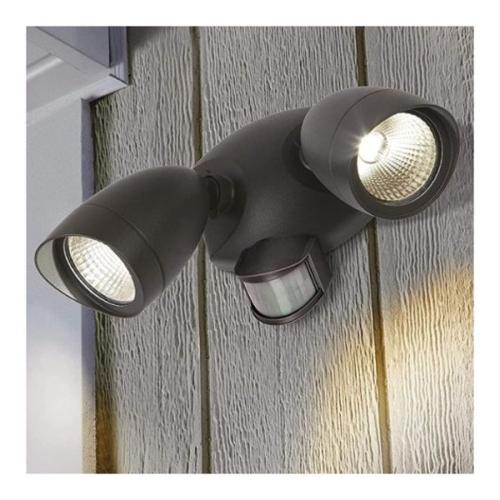 Knightsbridge Twin Spot Light 230V IP44 2 X 8W Led Twin Spot Security Light With PIR - Black