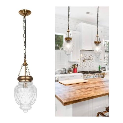 Knightsbridge Vin Pendant - Pb 6" E27 Vintage Pendant Set - Polished Brass