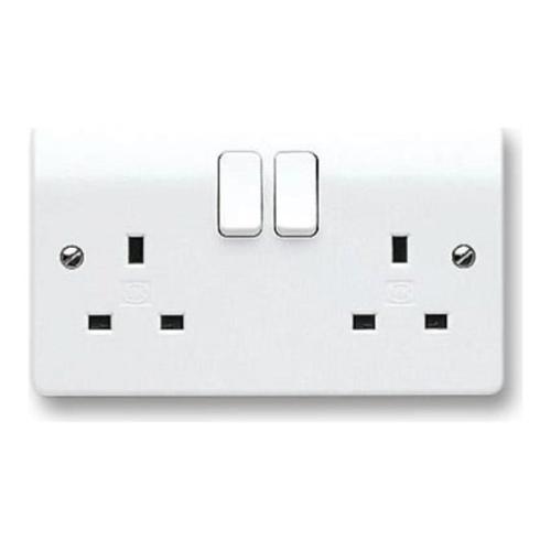 Double Switched Socket 2 Gang Single Pole Axiom D/S