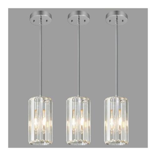 Knightsbridge Con Pendant - Bc 6" E27 Contemporary Pendant Set - Brushed Chrome