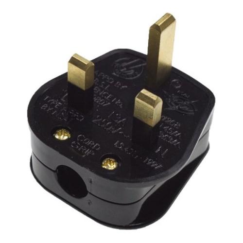 Knightsbridge 13A Plug Top - B With 13A Fuse - Black (Screw Cord Grip)