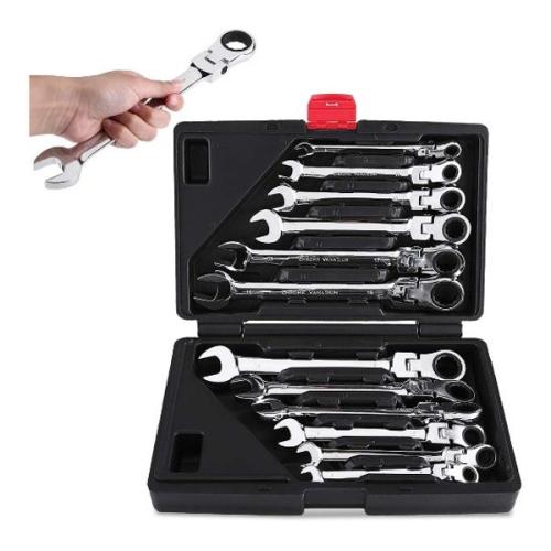 Faithfull Combi Flexible Set Of 6 Ratchet Combination Spanner Flexible Head Set