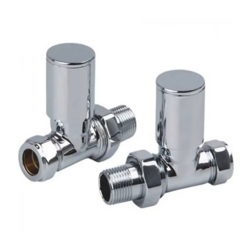 Chrome Straight Towel Rail Valve Pair 15mm
