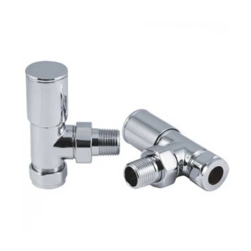 Chrome Angled Towel Rail Valve Pair 15mm